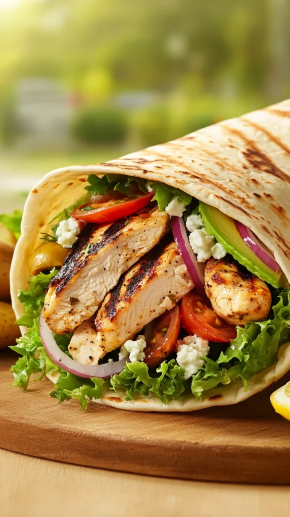 chicken pita recipe featuring juicy chicken, herbs, and yogurt sauce